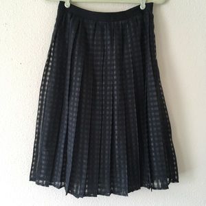 Elle Black Sheer Gingham Pleated Skirt